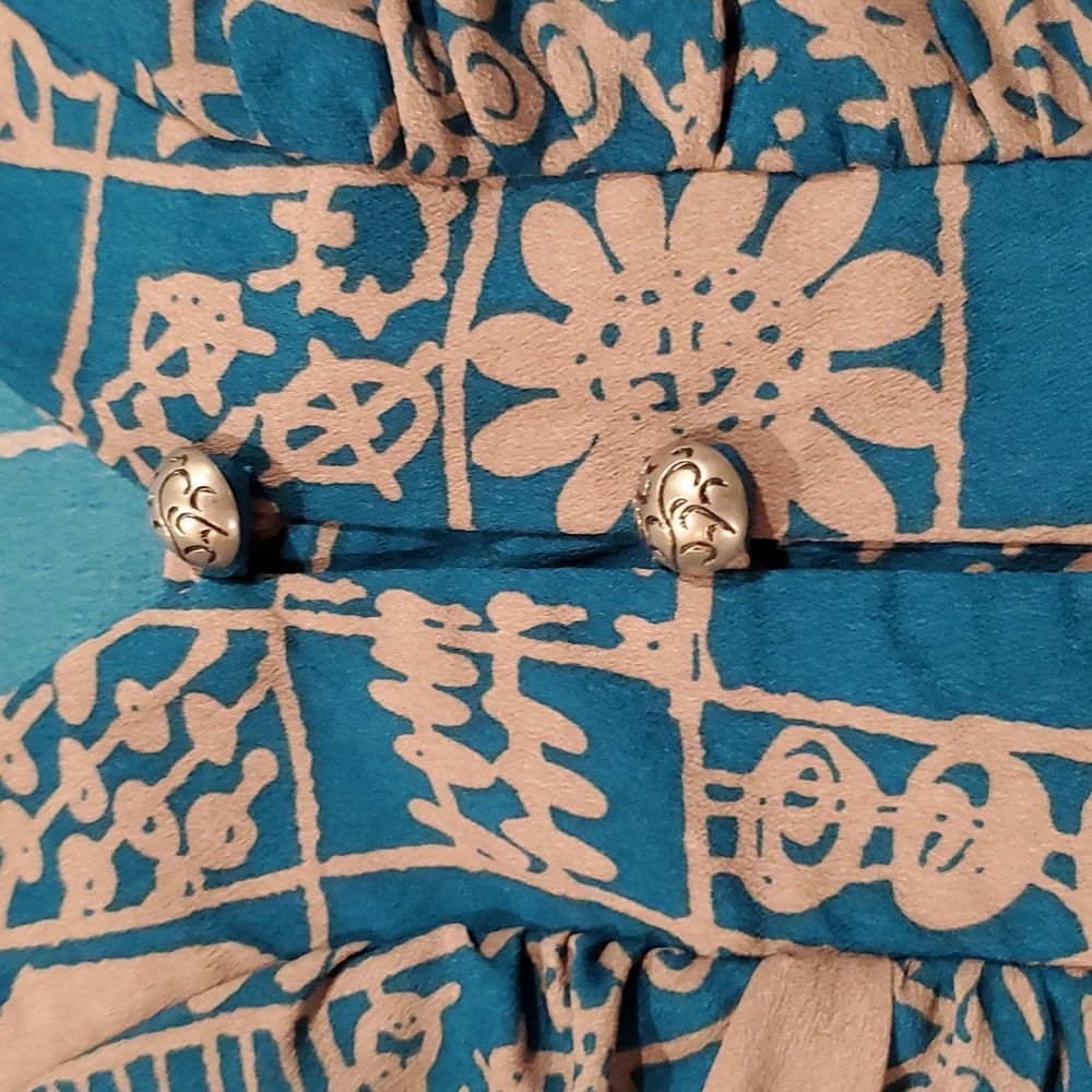 Vintage modcloth blue/taupe dress size medium - Picture 4 of 8